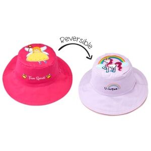 FlapJackKids Kids' Sunhat - Fairy / Unicorn Sparkle - Reversible - Size Medium